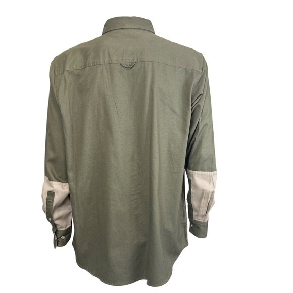 Racks & Reels Mens Quilted Shoulder Utility Shirt Large Olive Beige - Picture 2 of 7